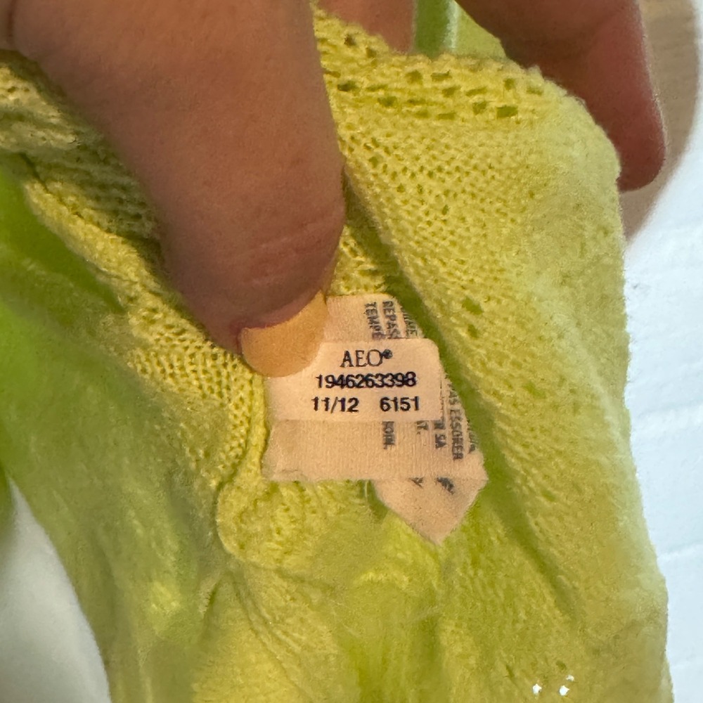 VTG American Eagle Knit Cardigan Sweater Womens Small Neon Yellow Button Front - Picture 5 of 7